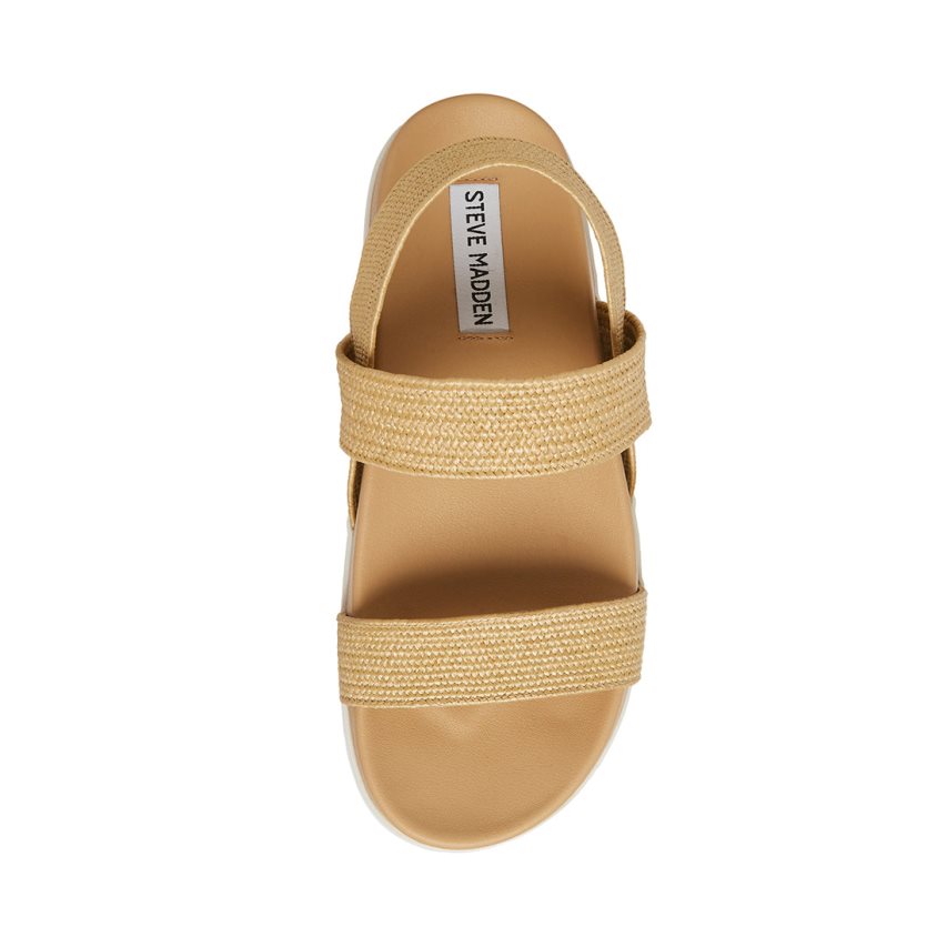 Sandalias Planas Steve Madden Landmark Raffia Mujer Marrones | ES KJ360S